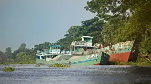 Jessore Prints: Jessore, Bangladesh. Large boats can travel far inland in the Ganges-Brahmaputra delta