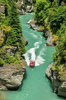 Turquiose Prints: Jet Boat on Shotover River, South Island, New Zealand