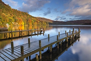 Jetties Prints: Jetties on Ulswater lake in the Lake District, Cumbria, England. Autumn (November) 2016