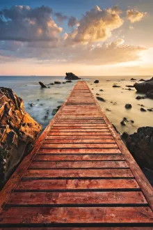 Images Dated 14th August 2019: The jetty of Antignano di Livorno at sunset, Livorno province, Tuscany, Italy