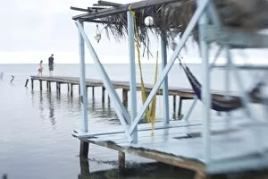 Images Dated 14th January 2008: Jetty and hammocks, Caye Caulker, Belize