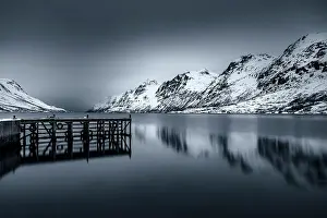 Jetty Prints: Jetty and mountains at dusk, Ersfjorden