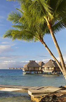 Jetty and overwater bungalows of Le Maitai Hotel, Bora Bora, Society Islands, French