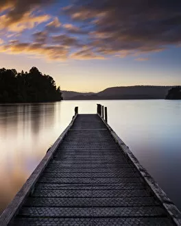 Images Dated 25th April 2016: Jetty at Sunset, Lake Mapourika, New Zealand