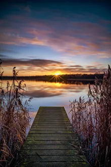 Jetty Gallery: Jetty at Sunset, Norfolk Broads National Park, Norfolk, England