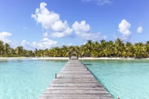 Images Dated 30th September 2015: Jetty to tropical island, Tikehau atoll, Tuamotus, French Polynesia