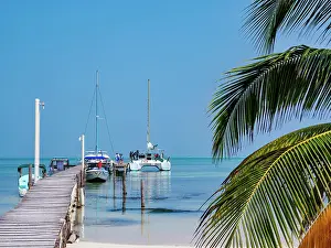 Belize Prints: Jetty at the waterfront of Caye Caulker, Belize District, Belize