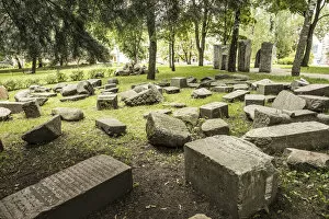 Images Dated 13th July 2018: Jewish tomb stones on the site of the Jewish Minsk Ghetto during WW2, Minsk, Belarus