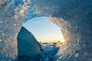 Images Dated 31st March 2017: Jokulsarlon, East Iceland, Iceland. Ice formations on the beach at sunrise
