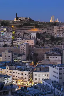 Monarchy Prints: Jordan, Amman, elevated view of Central Amman and Citadel