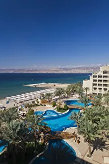 Images Dated 21st September 2011: Jordan, Aqaba, elevated view of Red Sea and Eilat, Israel from Intercontinental Hotel