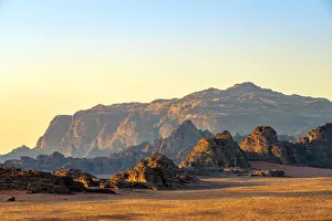 Jordan, Aqaba Governorate, Wadi Rum. Wadi Rum Protected Area, UNESCO World Heritage Site