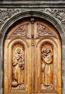 Images Dated 9th October 2018: Jordan Church Entrance Door, detailed view, Otavalo, Imbabura Province, Ecuador