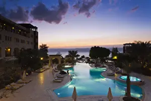 Jordan, Dead Sea, Suweimah, swimming pool at the Marriott Hotel