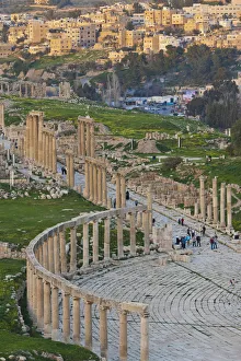 Jerash Prints: Jordan, Jerash, Roman-era city ruins, overview, late afternoon