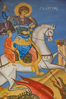 Images Dated 21st September 2011: Jordan, Kings Highway, Madaba, St. Georges Church, interior religious paintings