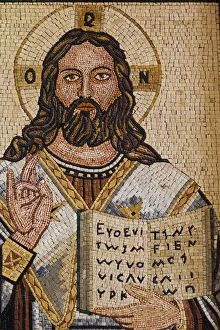 Images Dated 21st September 2011: Jordan, Kings Highway, Madaba, St. Georges Church, interior religious paintings