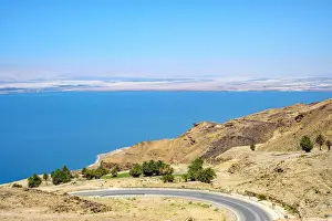 Jordan, Madaba Governorate. Dead sea coast near Ma in