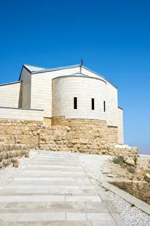 Jordan, Madaba Governorate, Mount Nebo. Memorial Church of Moses