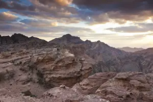 Jordan, Petra-Wadi Musa, Ancient Nabatean City of Petra, mountain landscape by
