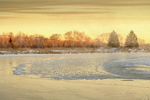 Natural Arch Prints: Junction creek at dawn in winter, Greater Sudbury, Ontario, Canada