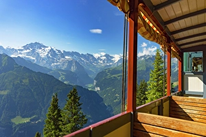 Seat Prints: Jungfrau mountain from train of cogwheel railway