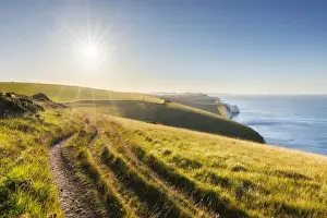 The Jurassic Coast and South West Coast Path looking east from White Nothe, Dorset