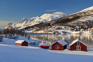 Kaldfjord Harbour in Winter, Kavaloya Island, Tromso, Norway