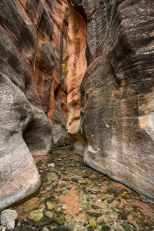 Kanarra Creek hiking trail through slot canyon, Kolob Canyons section of Zion National Kanarra Creek hiking trail through slot canyon, Kolob Canyons section of Zion National