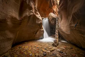Images Dated 8th April 2020: Kanarraville Creek Falls in autumn, Kolob Canyons section of Zion National Park, Utah