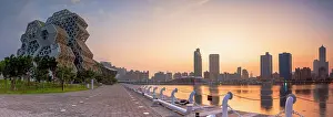 Taiwanese Prints: Kaohsiung Music Center Coral Zone and Glory Pier at sunrise, Kaohsiung, Taiwan