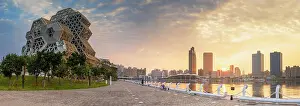 Taiwan Prints: Kaohsiung Music Center Coral Zone and Glory Pier at sunrise, Kaohsiung, Taiwan