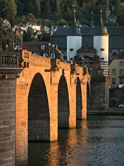 Images Dated 17th July 2017: Karl Theodor Bridge at sunset, Heidelberg, Baden-Württemberg, Germany