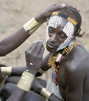 Beaded Necklaces Prints: Karo men excel in body art