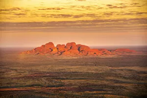 Images Dated 18th January 2017: Kata Tjuta at sunrise, Aerial View, Red Center. Northern Territory, Australia