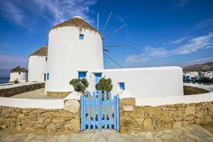 Mikinos Prints: Kato Mili windmills, Chora (Mykonos Town), Mykonos, Cyclades Islands, Greece