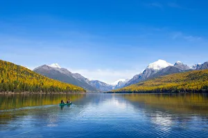 Images Dated 2nd May 2019: Kayaking on Bowman Lake, Glacier National Park, Montana, USA