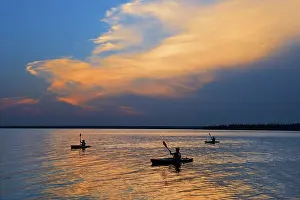 Kayak Prints: Kayaking on Clear Lake at sunset, Riding Mountain National Park, Manitoba, Canada