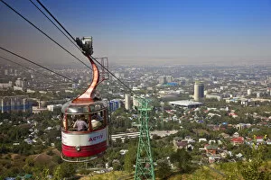 Images Dated 7th November 2011: Kazakhstan, Almaty, Kok-Tobe cable car above Almay city