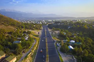 Kazakhstan, Almaty, View of Almaty from Kok-Tobe cable car