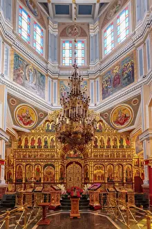 Kazakhstan, Almaty, Zenkov Russian orthodox cathedral interior