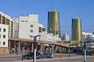 Kazakhstan, Astana, House of Ministries and twin golden conical business centres