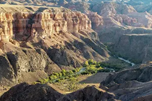 Soviet Prints: Kazakhstan, Charyn Canyon, the river Charyn flows through the canyon