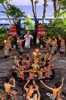 Dance Prints: Kecak Dance performance, Tanah Lot, Bali, Indonesia