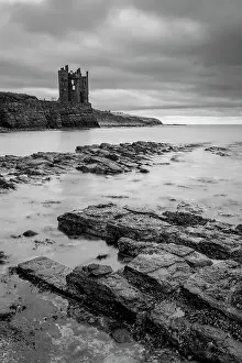 September Prints: Keiss Castle perched precariously on the cliffs overlooking Sinclair's Bay