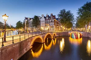 Images Dated 18th May 2021: Keizersgracht canal at dusk, Amsterdam, North Holland, Netherlands
