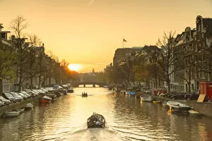 Images Dated 16th May 2017: Keizersgracht canal at sunset, Amsterdam, Netherlands