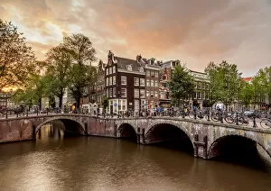 The Netherlands Gallery: Keizersgracht and Leliegrach Canals and Bridges at sunset, Amsterdam, North Holland