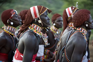 Ochre Prints: Kenya, Laikipia, Ol Malo. Samburu warriors sing