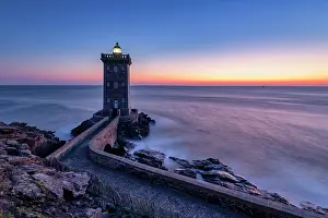 Pathway Prints: Kermorvan Lighthouse at Sunset, Le Conquet, Finistere, Brittany, France